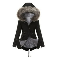 Modne žene zimske plus veličine čvrste boje dolje kaput dugi rukav patentni zatvarač džepni kaput topla