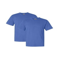 Udobne boje odraslih teška majica, 2-pakovanje, Flo Blue, XL