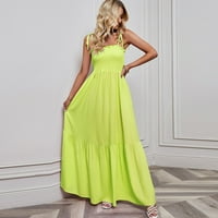 Ženske haljine klirence bez rukava Maxi Maxi modna solidna halter ljetna haljina fluorescentna zelena