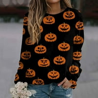 Yubatuo Halloween dukseri za žene s dugim rukavima Crewneck Loose FIT kostime crni m