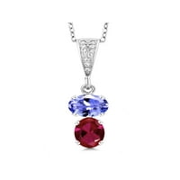 Gem kamen kralj sterling srebrni plavi tanzanite i crveno stvorilo je ogrlicu za žene rubin