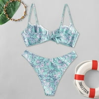 Ženski cvjetni tisak High Cut V izrez Dvije kupaće kupaći kostimi za kupaće kostimi
