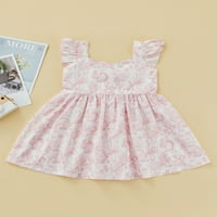 Calsunbaby dojenčad djevojka Rompe haljina crtani zečji designi dizajn bez rukava ruffle hem suknja