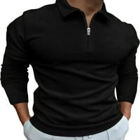 Avamo Muške regularne V izrez Pulover sa zatvaračem Athletic Polo majica WAFLL FIND BLOUSE Black S