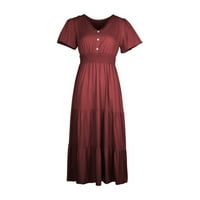 Ženske opružne haljine Čvrsto boje Vintage kratki rukav modna haljina za plažu Ženska odjeća