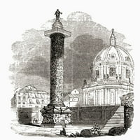 Trajanovu kolonu, Trajanov forum, Rim, Italija, krajem 19. veka. Od italijanskog slika od Rev. Samuel
