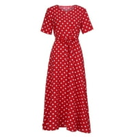 Sendresses za ženska haljina Crvene haljine Elegantne polke dot haljine zavojne haljine maxi haljine