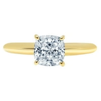 1. CT Briljantni jastuk Cleani simulirani dijamant 18k žuti zlatni pasijans prsten sz 10.25