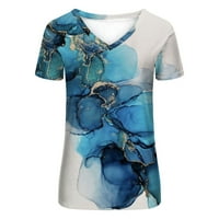 Ženske ljetne topšinske majice V-izrezane majice i udobne ženske kratke rukave plavi l