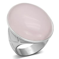 Loas - Rodium sterling srebrni prsten sa dragocjenim kamenim ružičastim kristalom u svjetloj ruži
