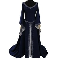 Ženska haljina rendisane rukave plus veličina srednjovjekovna haljina V izrez haljina irska haljina