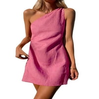 Eyicmarn ženska ljetna mini haljina, casual jedno ramena bez rukava od slatke haljine