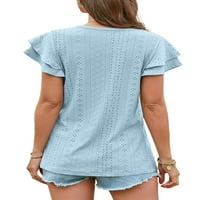 Avamo dame majica Majica Solid Boja Ljetni vrhovi V izrez Majica Žene Modni pulover Daily Caywer Tunic