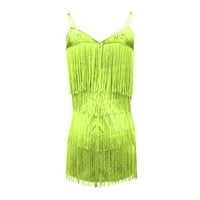 Ljetne haljine za žene mini bez rukava casual a-line Solid Club V-izrez Green XL