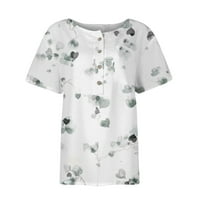 Ženski ljetni vrhovi Henley cvjetna bluza casual ženske majice kratkih rukava bijela 4xl