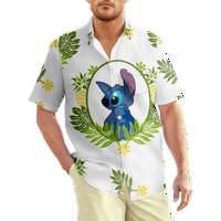 Muški gumb niz kratki rukav Ležeran Havajska majica Disney Stitch Big i Visok brzo sušenje m