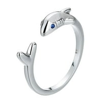 Nakit srebrni pozlaćeni morski pas, prsten za slaganje BR base modernog dizajna