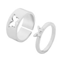 Bacc pribor prsten kreativni par angažman modni šuplji vjenčani prstenovi zvoni srebrni