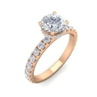 Superjeweler Carat Okrugli oblik Skriveni HALO MOISSANITE ZAHTEVIO RING U KARAT Rose Gold za žene