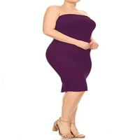 Ženska plus veličina Stretch bez kauta bez elastične cijevi vrh tanka bodycon čvrsta midi haljina