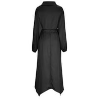 Dvije odijelo za žene s dugim rukavima V-izrez Solid boja visokih struka za žene za žene crne veličine