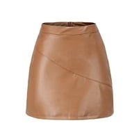 Kožna suknja za žene Stretch visokog struka Solidna boja elegantna poslovna svestrana mini suknja kratka suknja