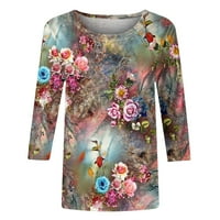 Ženska modna tiskana labava majica rukava bluza Bluza Okrugli vrat Ležerne prilike Multicolor XL na
