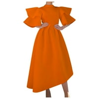 Jesenske haljine za žene Žene Modne boje okrugli izrez Tromjena rukava velika suknja haljina haljina