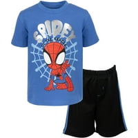 Marvel Spidey i njegovi nevjerojatni prijatelji Spider-Man Todler Boys majica i mrežasti kratkiši hlače