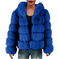 Ženske dame toplo Furry kaput jakna Zimska solidna V-izrez Outerwear Hot6SL4885423