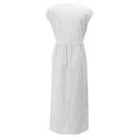 Ljetne haljine za žene Midi haljina seksi čvrsta kratka rukava a-line okruglog dekolte dnevne haljine