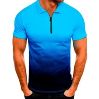 Tking modni muški kratki rukav ležerne slim fit košulje kontrastne boje patchwork majice - mornarice