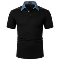 Muška bluza, muški vrhovi Ljetno čišćenje prodaja, majice za muškarce, rubni gumb kratki rukav patchwork