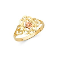 Jewels 14k bijelo i žuto zlato Dva tonska modna godišnjica cvjetni prsten veličine 11.5