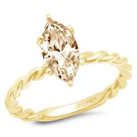 2.0ct Marquise Cut Brown Prirodni morgatit 14K žuti zlatni godišnjički angažman prsten veličine 6,75