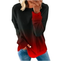 Ombre Dukseri za žene Ležerne prilike s dugim rukavima gradijentni ispisani pulover posade vrhovi labavi