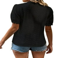 Avamo Žene vrhovi majica kratkih rukava, pune boje bluza Casual Tunika košulja Comfy Work Black XL