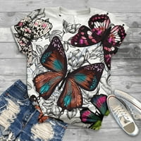 Freshlook kratki rukav za žene plus veličine Ženski kratki rukav 3D leptir tiskani vrhovi The Tee majica