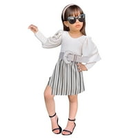 Dječji djeci Dječji djevojčice Ruffle majice TOWS + Striped suknje postavljene za 4 godine