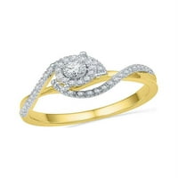 10KT Žuta zlatna žena Okrugli dijamant Solitaire Swirl Bridal Vjenčanje zaručni prsten CTTW
