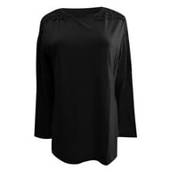 Štednja Žene dugih rukava Jesen SOLD labavi bluza Okrugli izrez Lounge Pulover vrhovi, crni