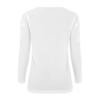 Ženska bijela prozračna Vrac čipka za šivanje dugih rukava majica casual top ženski vrhovi bijele veličine