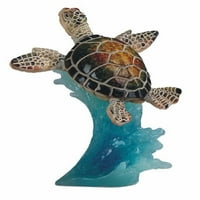 Dizajn 5 h zelena morska kornjača plivanje na valnom statuama morskog ukrasa za život figurice