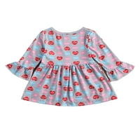1-6y Valentinovo DANDLER KID BABY Girls Haljina Ljubav Heart Print Dugi rukav rukav haljina za djecu