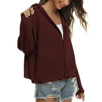 Viikei džemperi za žene zazor džemper kaputi za plus veličinu solidne boje nepravilnog rupa sa zatvaračem