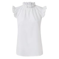 FSQJGQ ženske majice modne ljetne bluze za žene ljetna obična obična na majica bez rukava bijela s