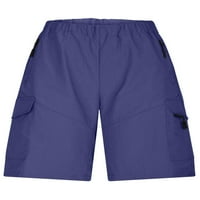Capreze Muškarci Bermuda kratke hlače Ravne noge Teretne kratke hlače Srednja struka Mini pant Loosets Solid Color Blue XL