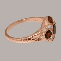 Britanci izrađeni čvrstih 9k ružičasti zlatni prsten sa prirodnim prstenom za angažman Garnet & Diamond