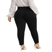 Ženske crne elegantne obične hlače za skinny plus veličine