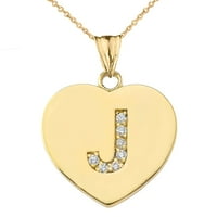 Inicijalna ogrlica od srca J u žutom zlatu: 14k Privjesak sa 16 lancem